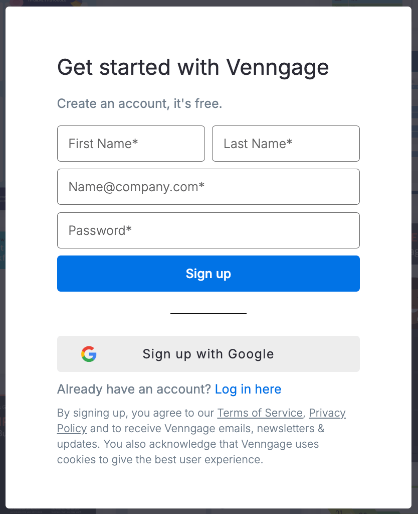 venngage sign up