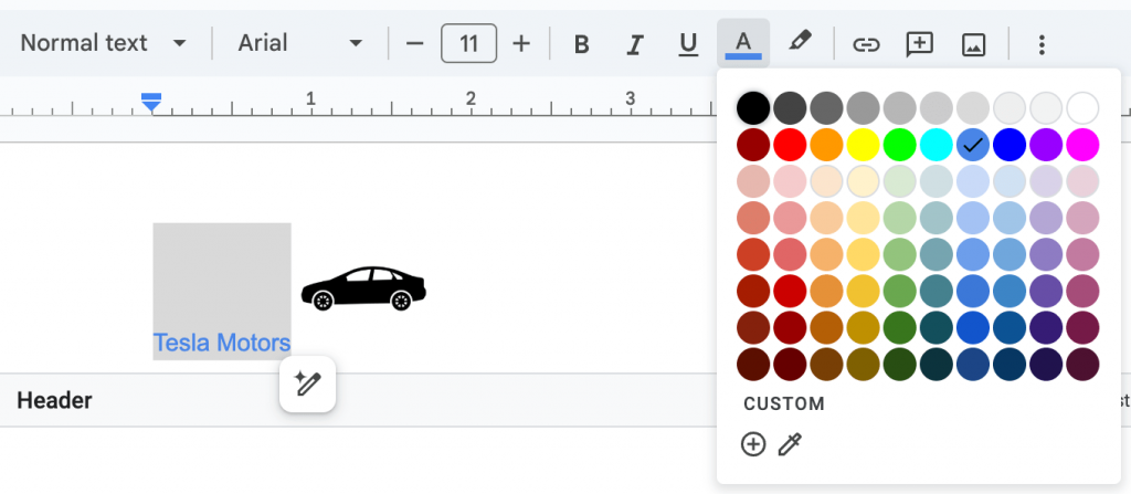 tips to create a letter head in Google docs