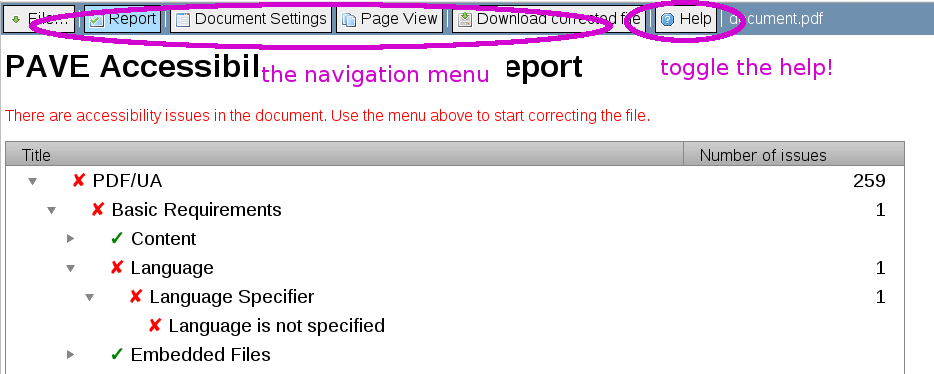 PAVE accessibility checker