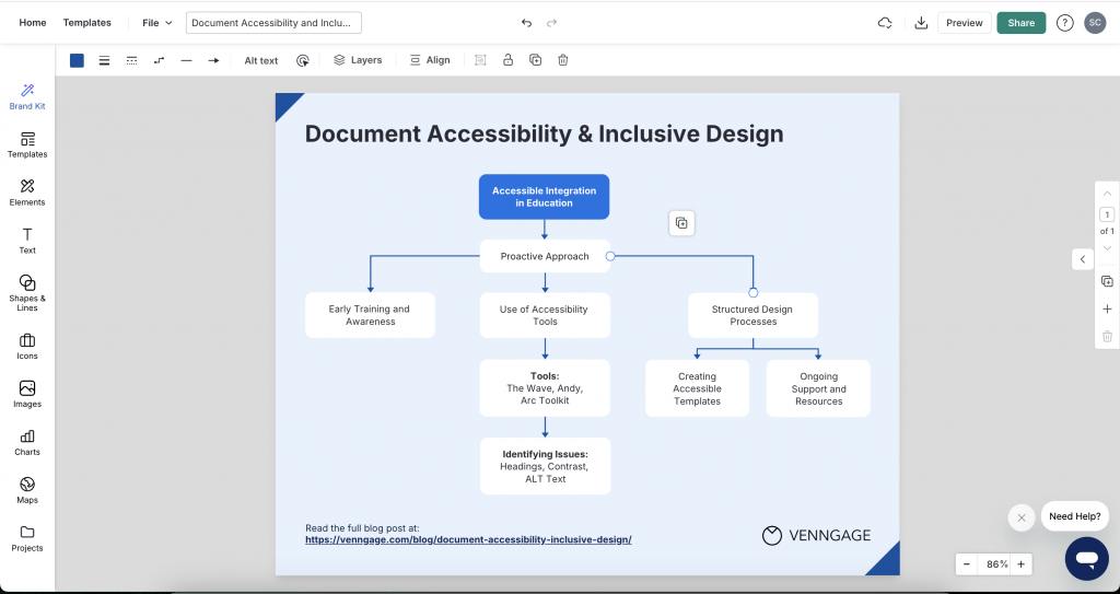 Flowchart design in Venngage