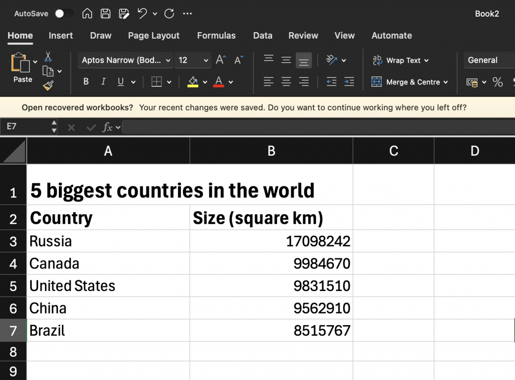 Step 1 – Enter your data in Excel