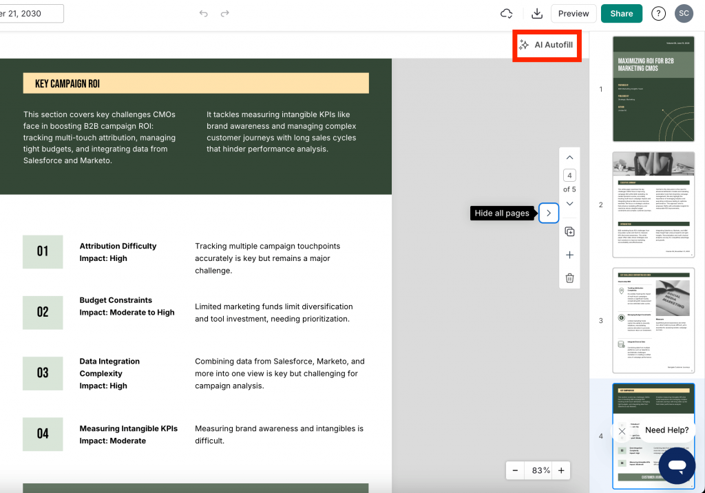 White paper in Venngage's editor