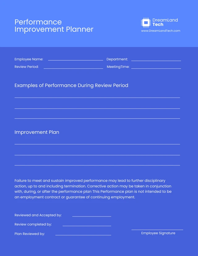 Performance Improvement Plan Template