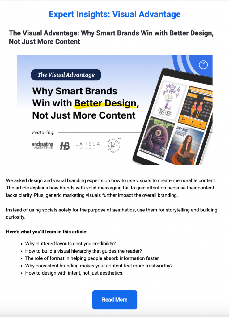Newsletter with visual hierarchy