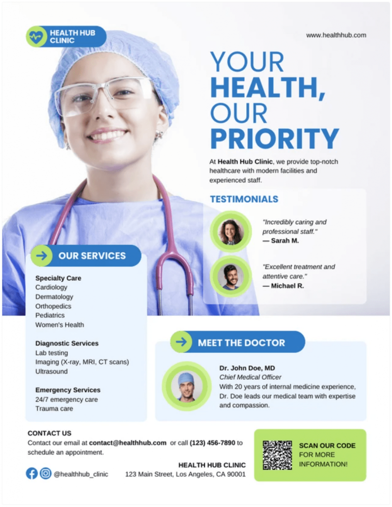 One-Page Medical Brochure Template