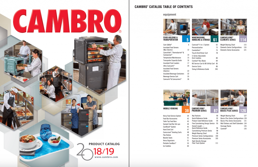 Cambro’s product catalog