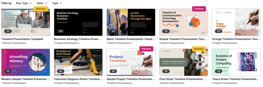 venngage timeline maker templates