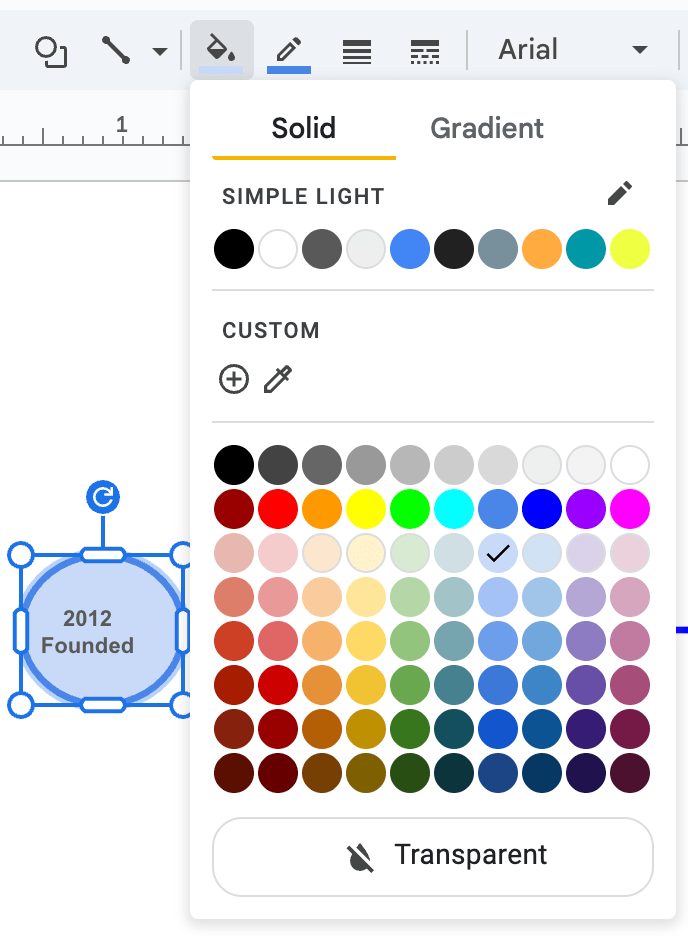 fill shape color in google slides