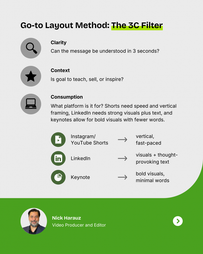 3C filter for choosing the visual content layout by Nick Harauz