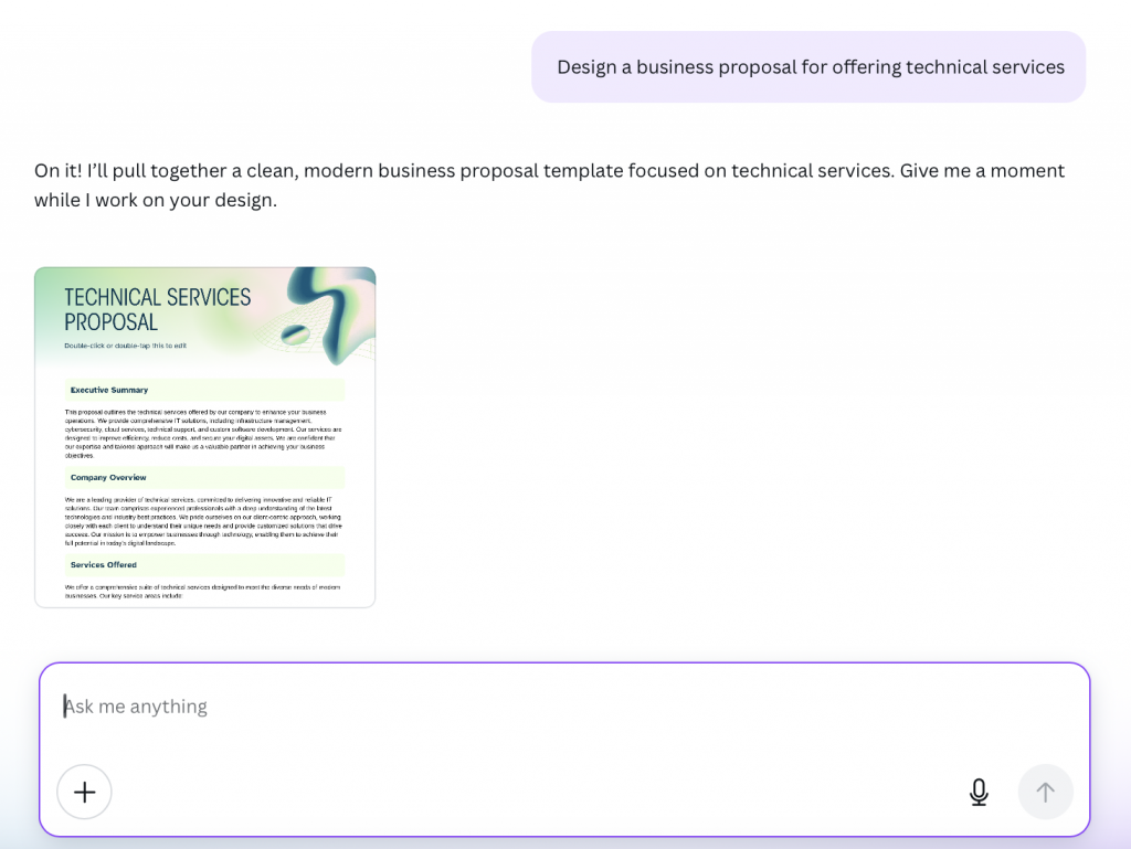 Canva's AI proposal