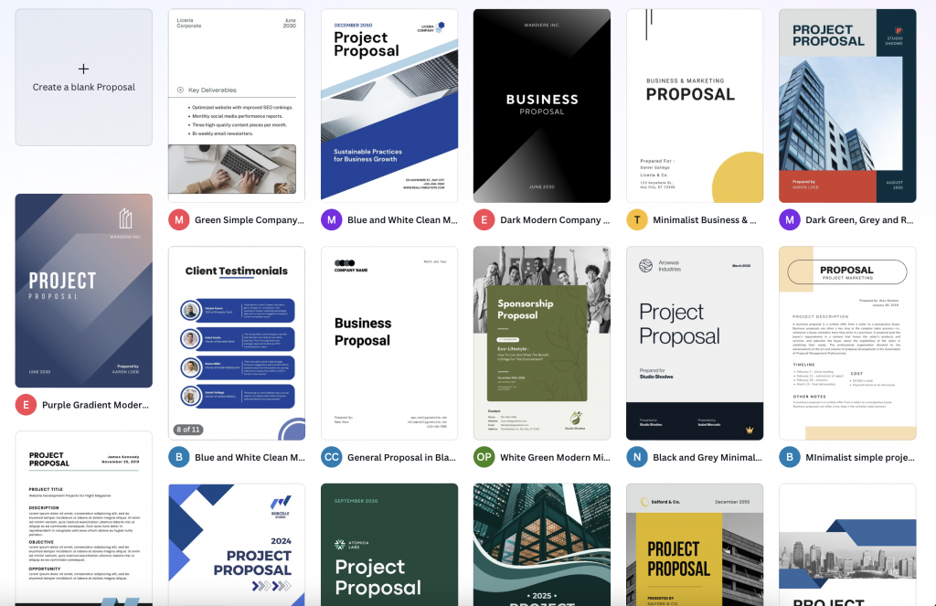 Canva's proposal templates