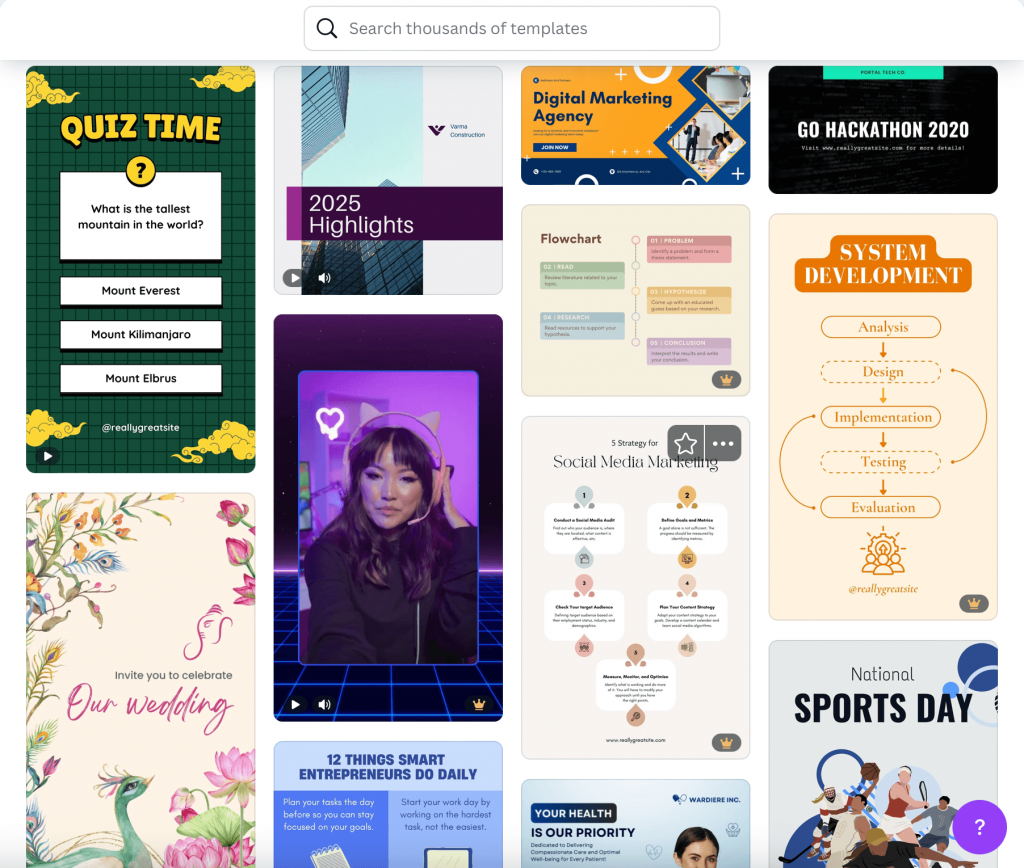 A screenshot of Canva's social media post templates