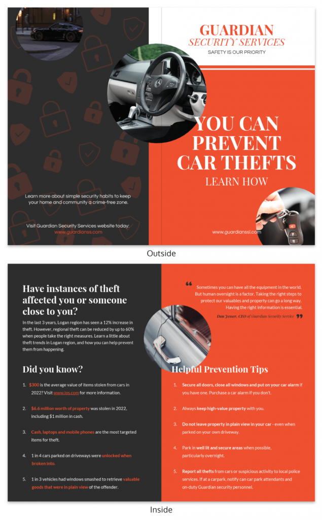 Orange informational pamphlet template