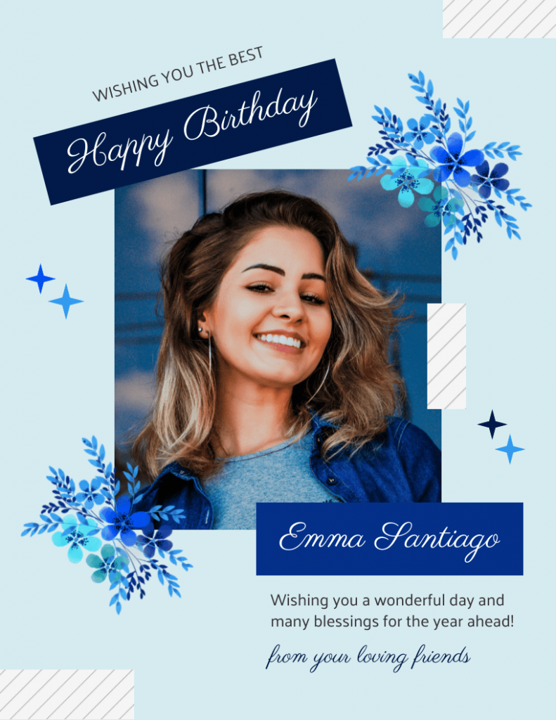 Happy Birthday Blue Flowers