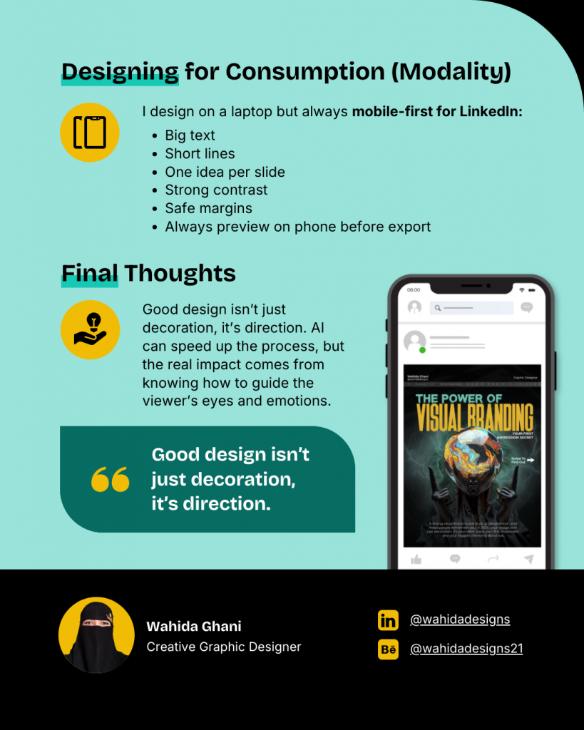 Wahida Ghani's process on converting content to LinkedIn visuals
