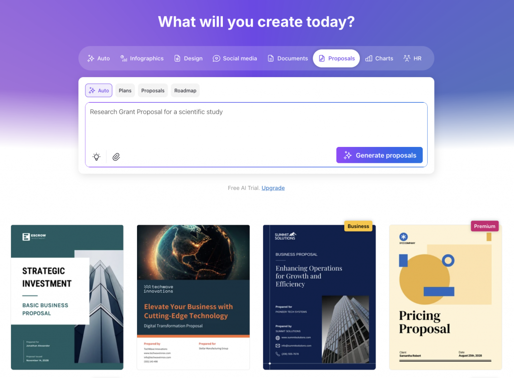 Venngage’s AI Proposal Generator
