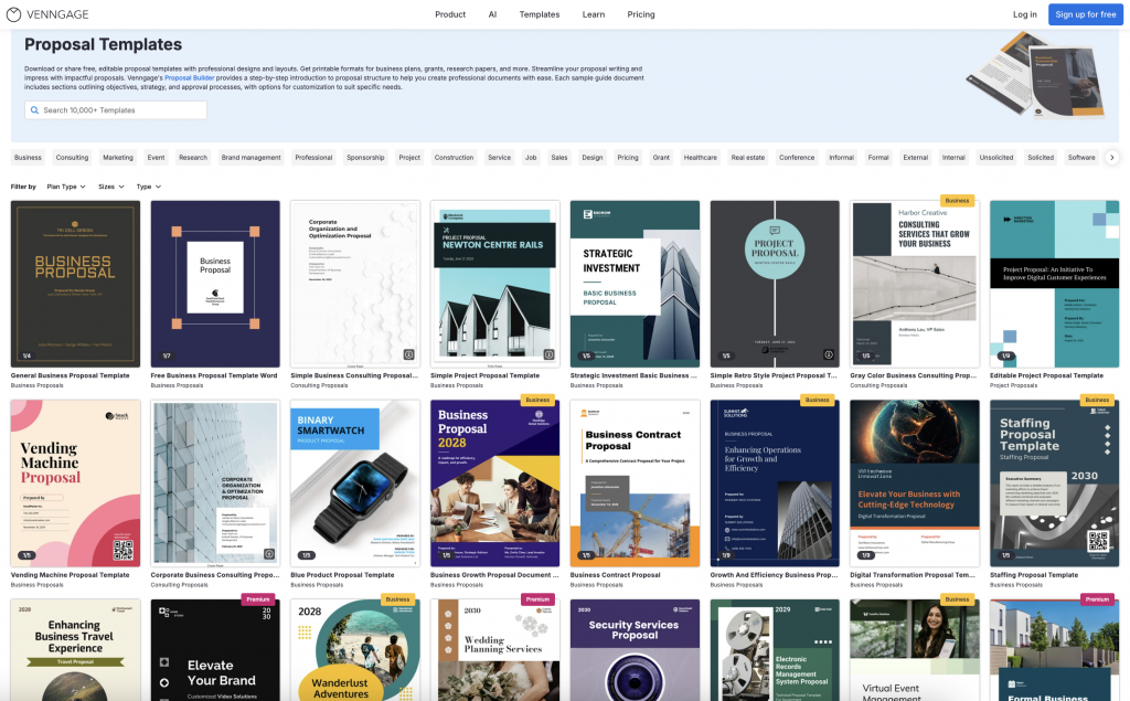 Venngage's proposal templates