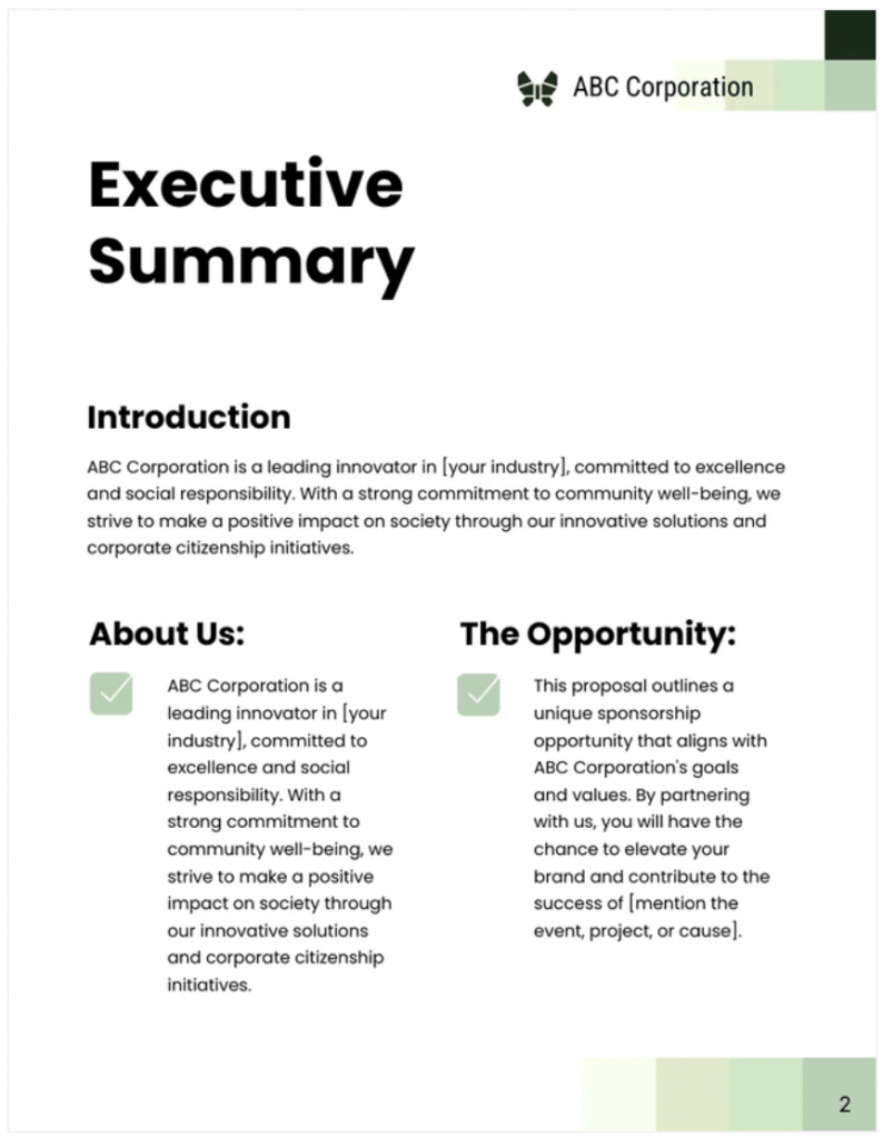 Corporate Sponsorship Proposal Template