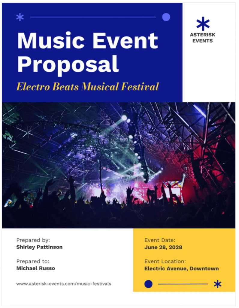 Yellow and Blue Music Event Proposal