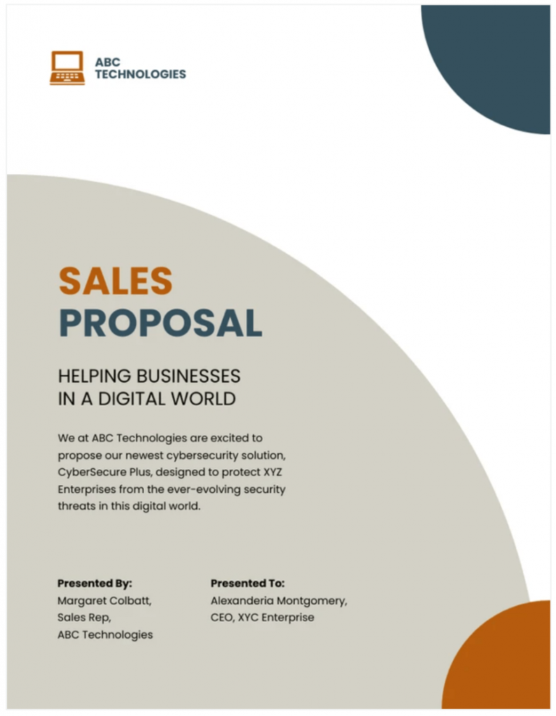 Professional Orange & Blue Sales Proposal Template