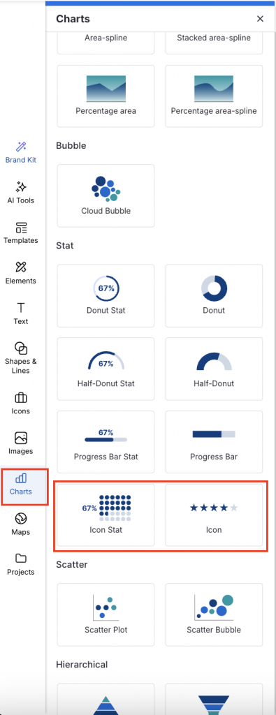 Icon grid option in Venngage.