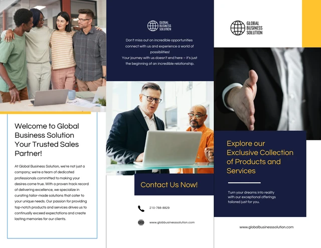 Blue Yellow Sales Tri-fold Brochure Template
