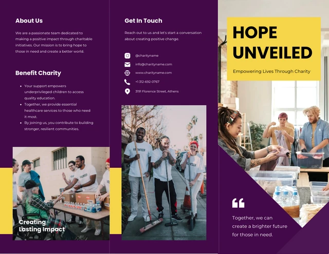 Purple White Charity Brochure Template
