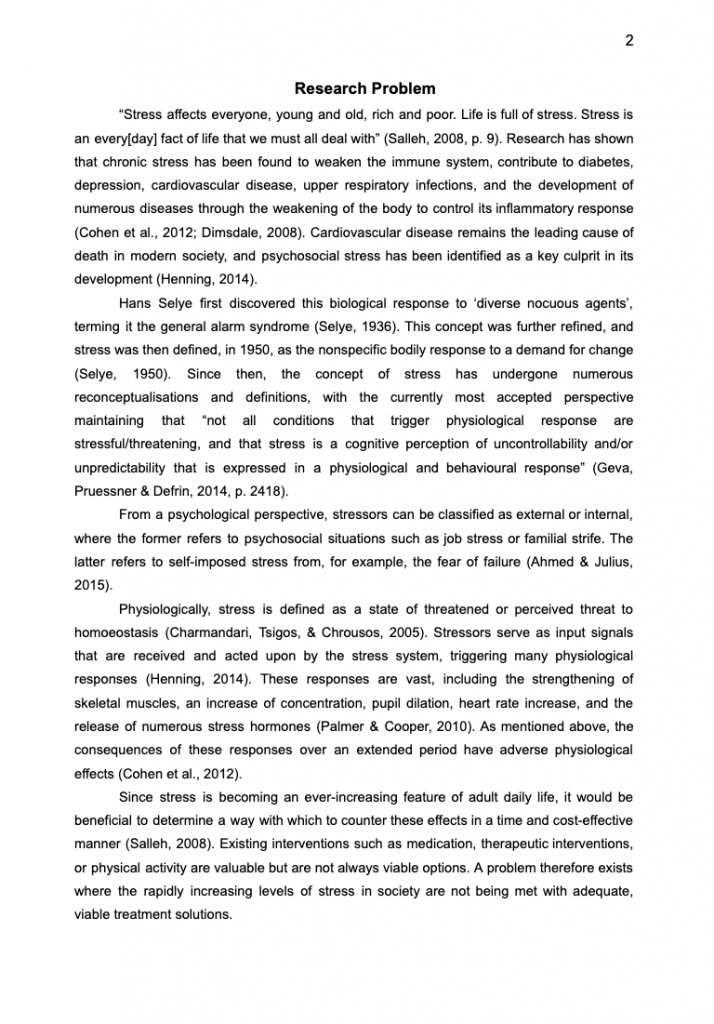 Research problem taken from a sample PhD level research proposal