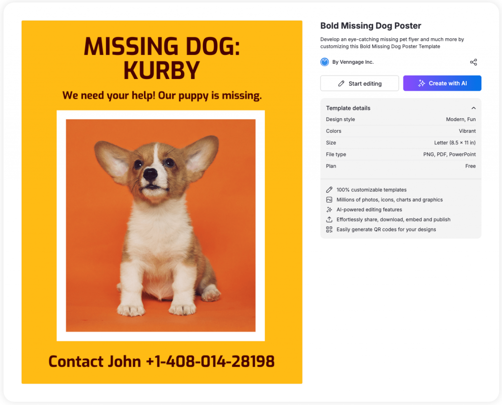 Bold Missing Dog Poster