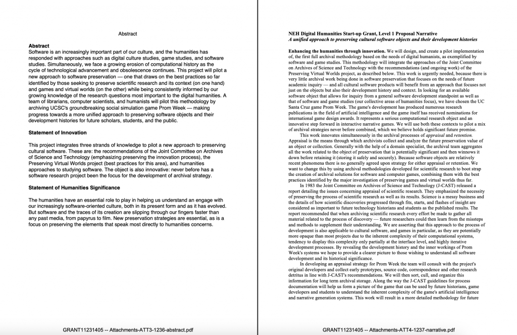 The Digital Humanities Advancement Grant Proposal from National Endowment for the Humanities 