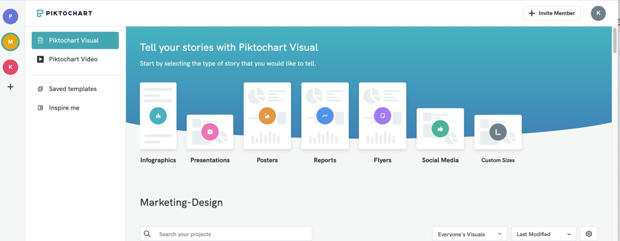 Piktochart Home Page