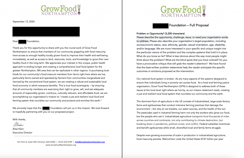 GrowFood Northampton Grant Proposal shared by Grant Station