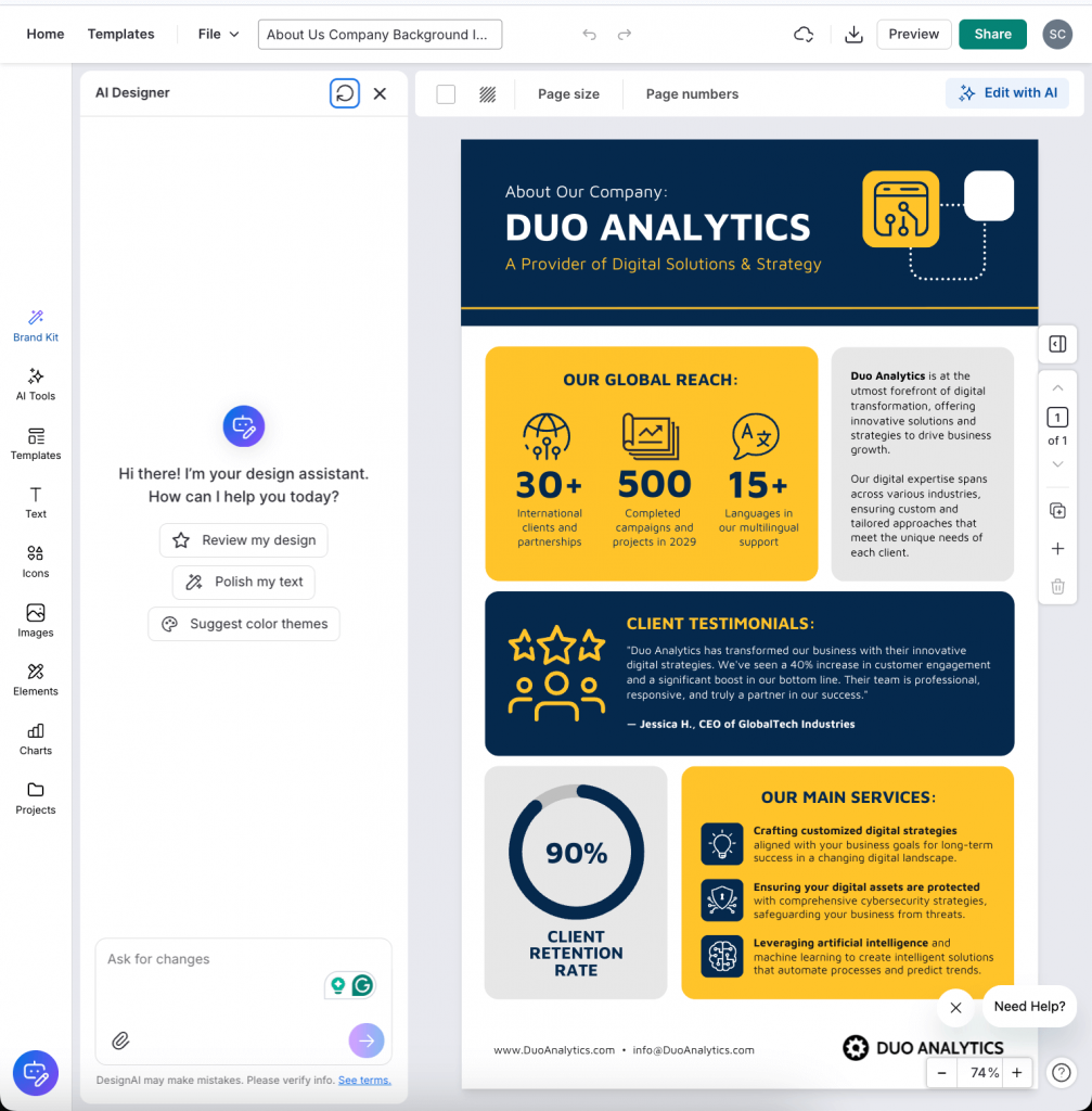 Venngage's AI Design Assistant