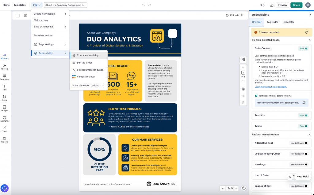 Venngage's Accessibility Checker