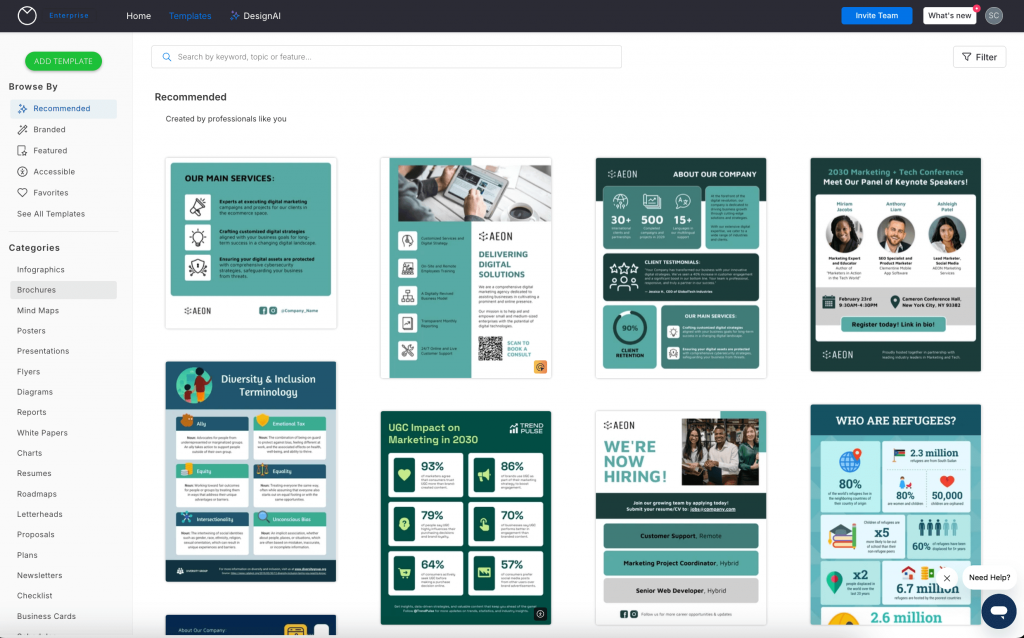 Venngage's template library