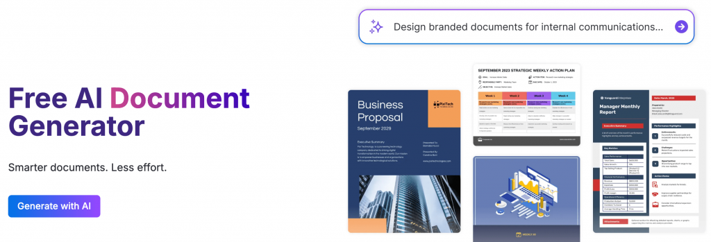Venngage's AI document generator is free to use