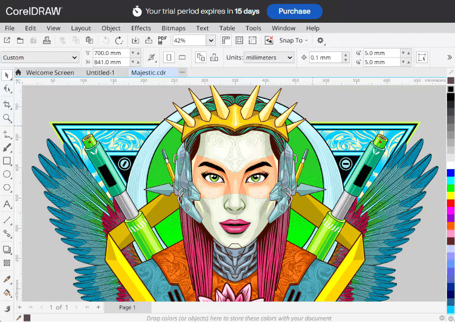 CoreDraw offers print-friendly features like color management, prepress tools, and support for a ton of file formats