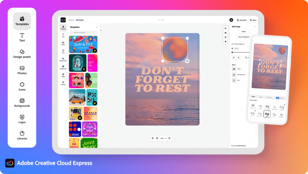 Adobe Express comes with easy, one-click editing features