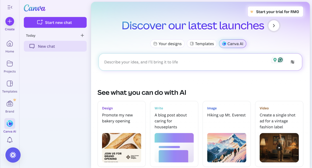 Screenshot's of Canva's Editor