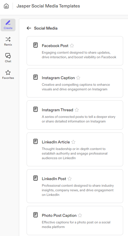 Jasper Social Media Content Generator