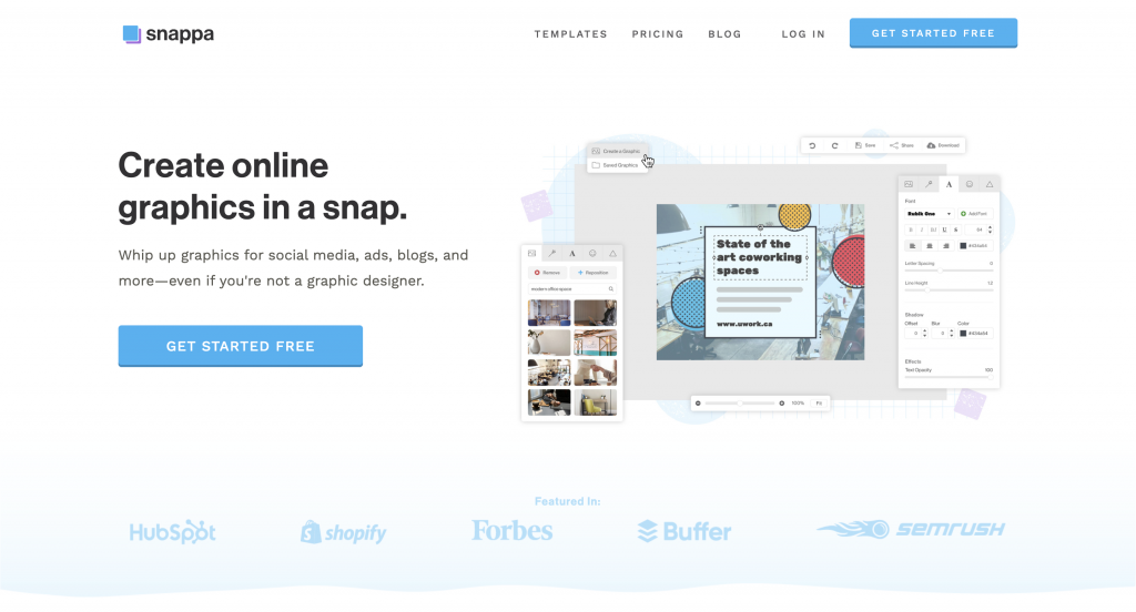 Screenshot of Snappa's homepage