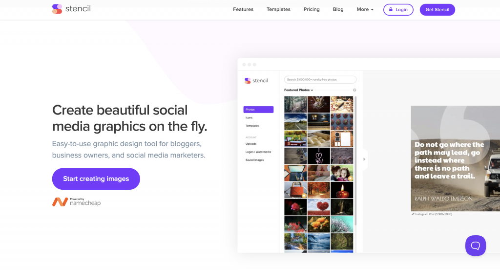 Screenshot's of Stencil's homepage