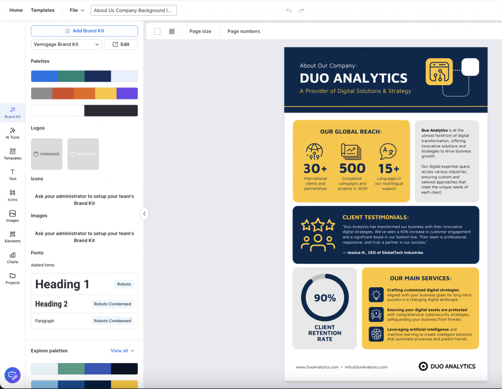 Venngage's Brand Kit feature