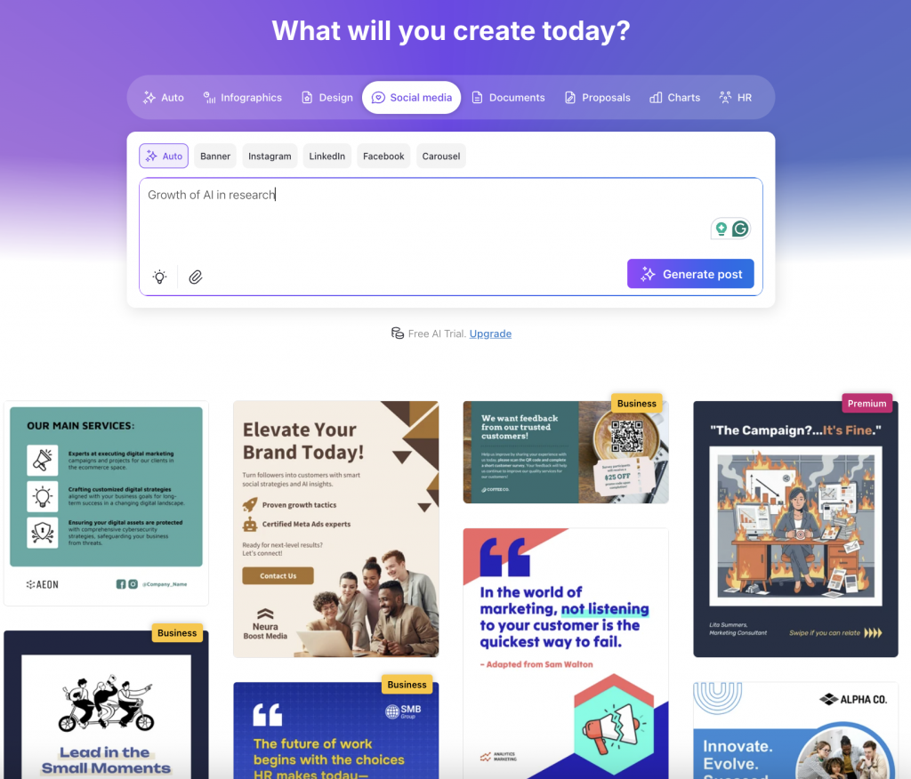 Venngage's Social Media Post Generator