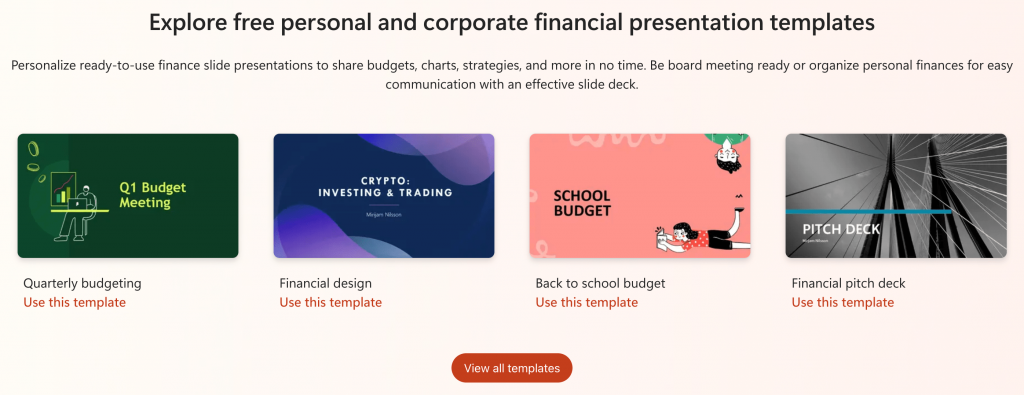 Microsoft PowerPoint financial report templates