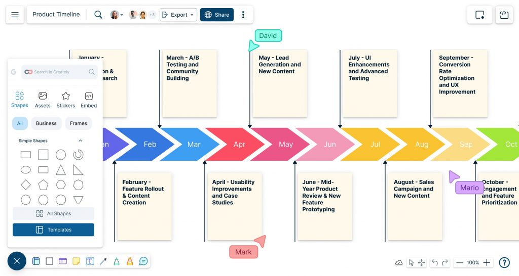 Creately diagram and timeline creator