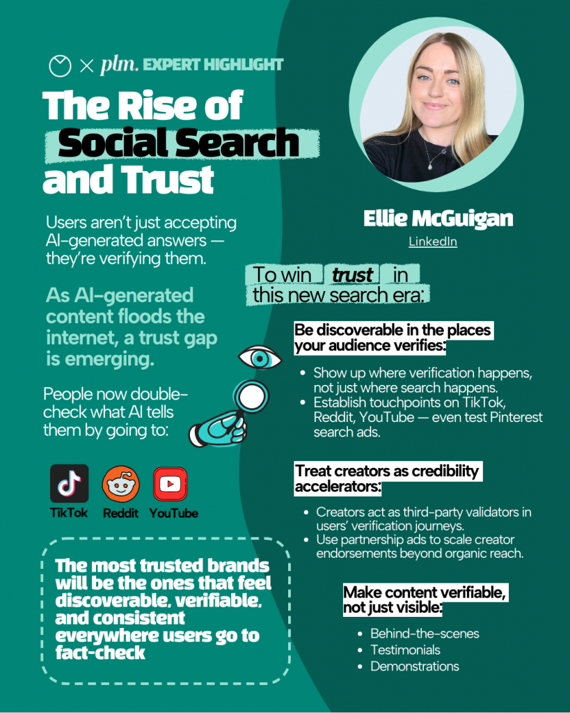 Expert highlight of Ellie McGuigan explaining the rise of social search as a trust factor