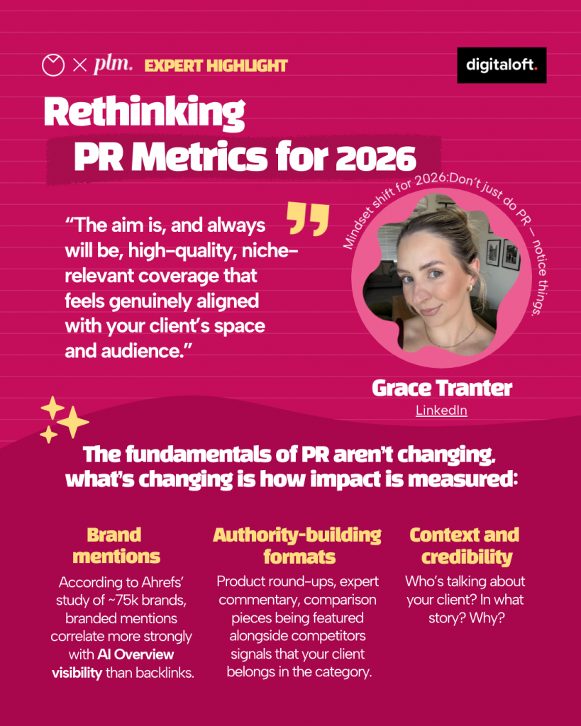 Grace Tranter expert highlight on PR metrics for 2026