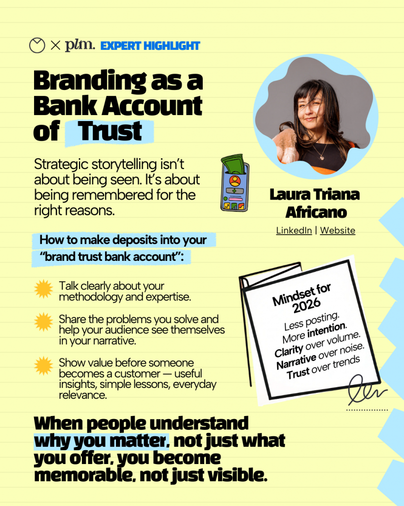 Laura Triana Africano expert highlight on branding as a bank account of trust