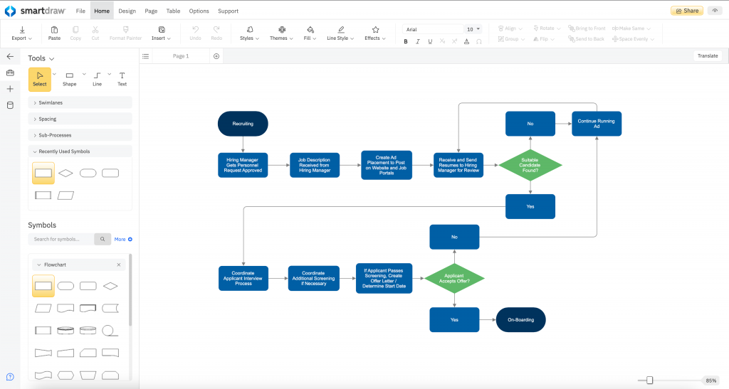 SmartDraw provides organised and structured diagram creation.